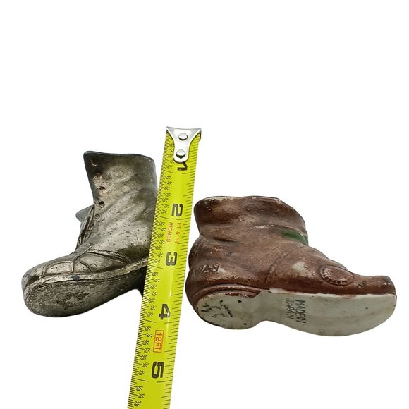 Vintage Ceramic & Metal Boot Miniature Figurines Made In Japan Toothpick Holder - Picture 5 of 5
